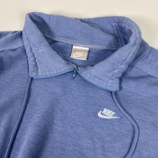 Vintage Nike 1/4 Zip Sweatshirt Blue Embroidered Swoosh Pullover Mens Small 80s