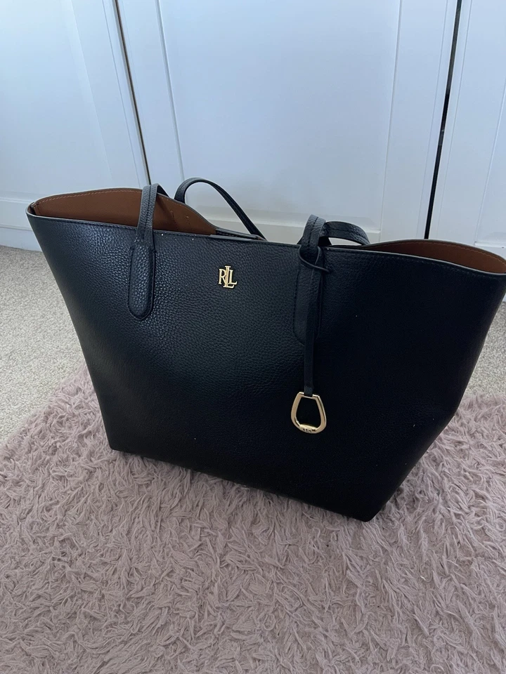 Ralph Lauren Large Black Tote Bag Leather Laptop - Image 2 of 4