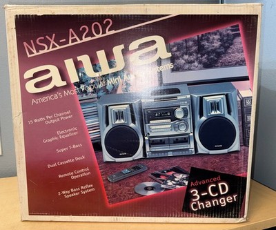 AIWA NSX-A202 AM FM Stereo System 3-Disc Compact Dual Cassette