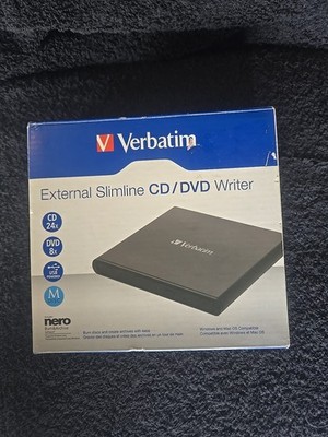 Verbatim External Slimline CD/DVD Writer Mac & Windows OS Compatible Open Box