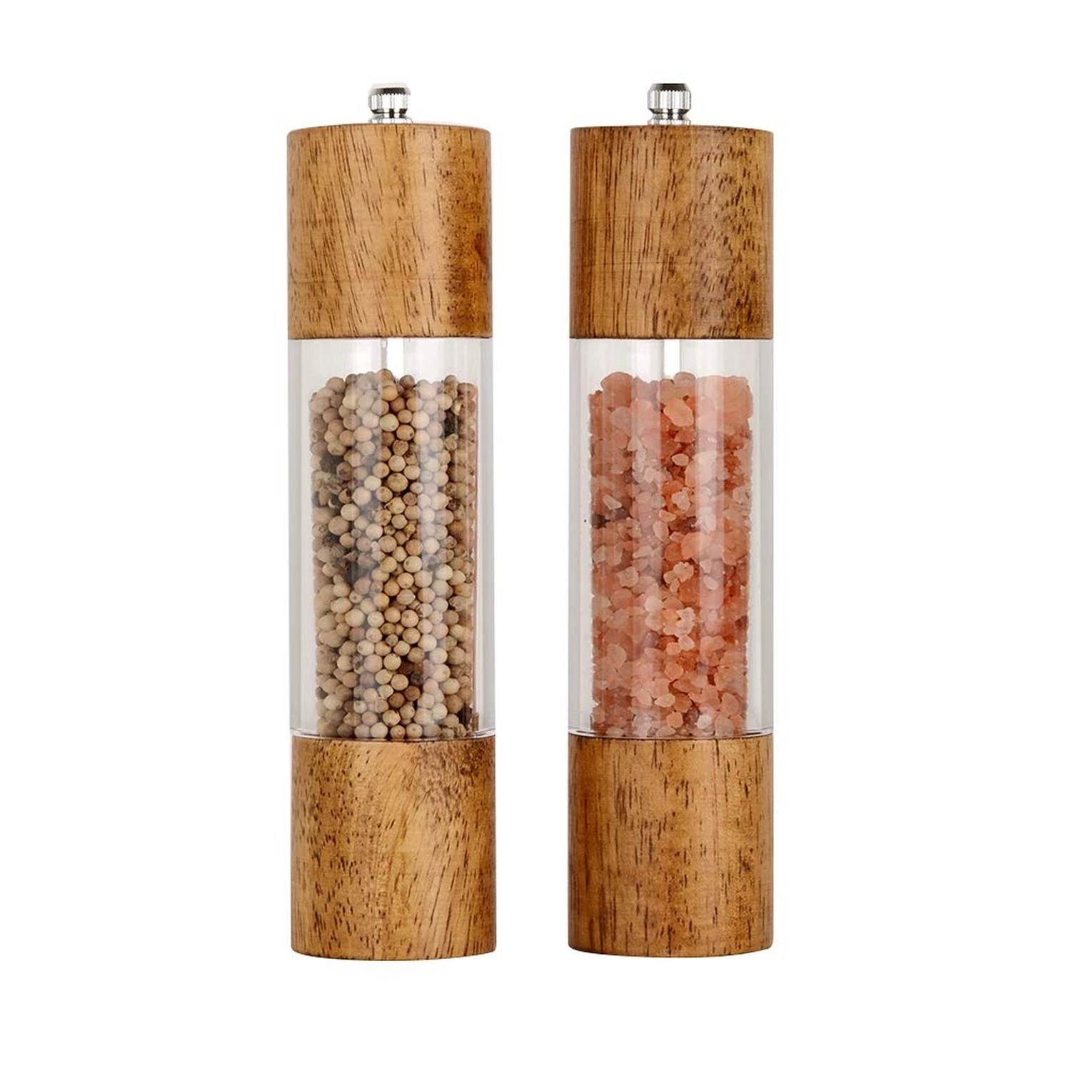 Premium Acrylic Salt and Pepper Grinder Set, Manual Salt and Pepper Mills- Wo...