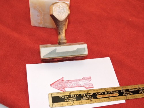 Vintage Crown "Arrow" wood handle rubber stamp
