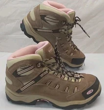 Hi-Tec Women's Bandera Mid WP Waterproof Brown Pink Suede Hiking Shoes Size 8M.