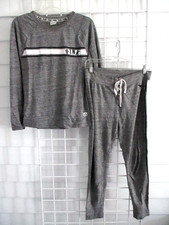 Victoria's Secret Pink Logo Gray Sweatshirt Tracksuit Jogger Set Sz S