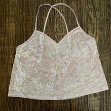 Victoria's Secret Silver Pink Crushed Velvet Cropped Cami, M