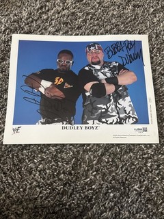 Dudley Boyz Autographed Original 2000 WWF P Series Promo Photo 631 WWF HOF JSA