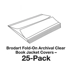 Brodart 10 x 21 Fold-On Archival Clear Book Jacket Covers – 25 Pack, 1.5 mil