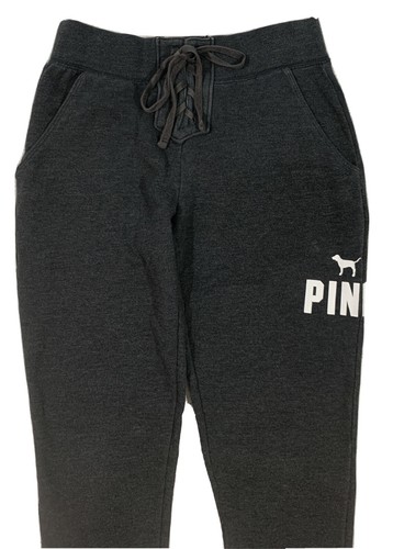 Victorias Secret PINK Jogger Sweatpants Size XS Gray Logo Tie Up Pockets Stretch - Picture 3 of 7