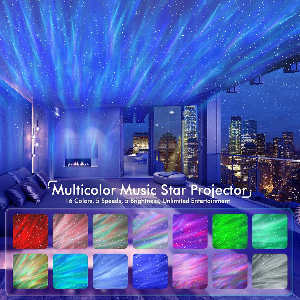 LED Galaxy Star Moon Cloud Projector Night Light Aurora Ocean Wave Lamp w/Remote — image 3