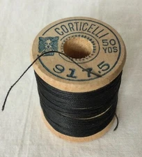 Vintage Early Warranted Corticelli #9175 Silk Thread On Wood Bobbin Spool