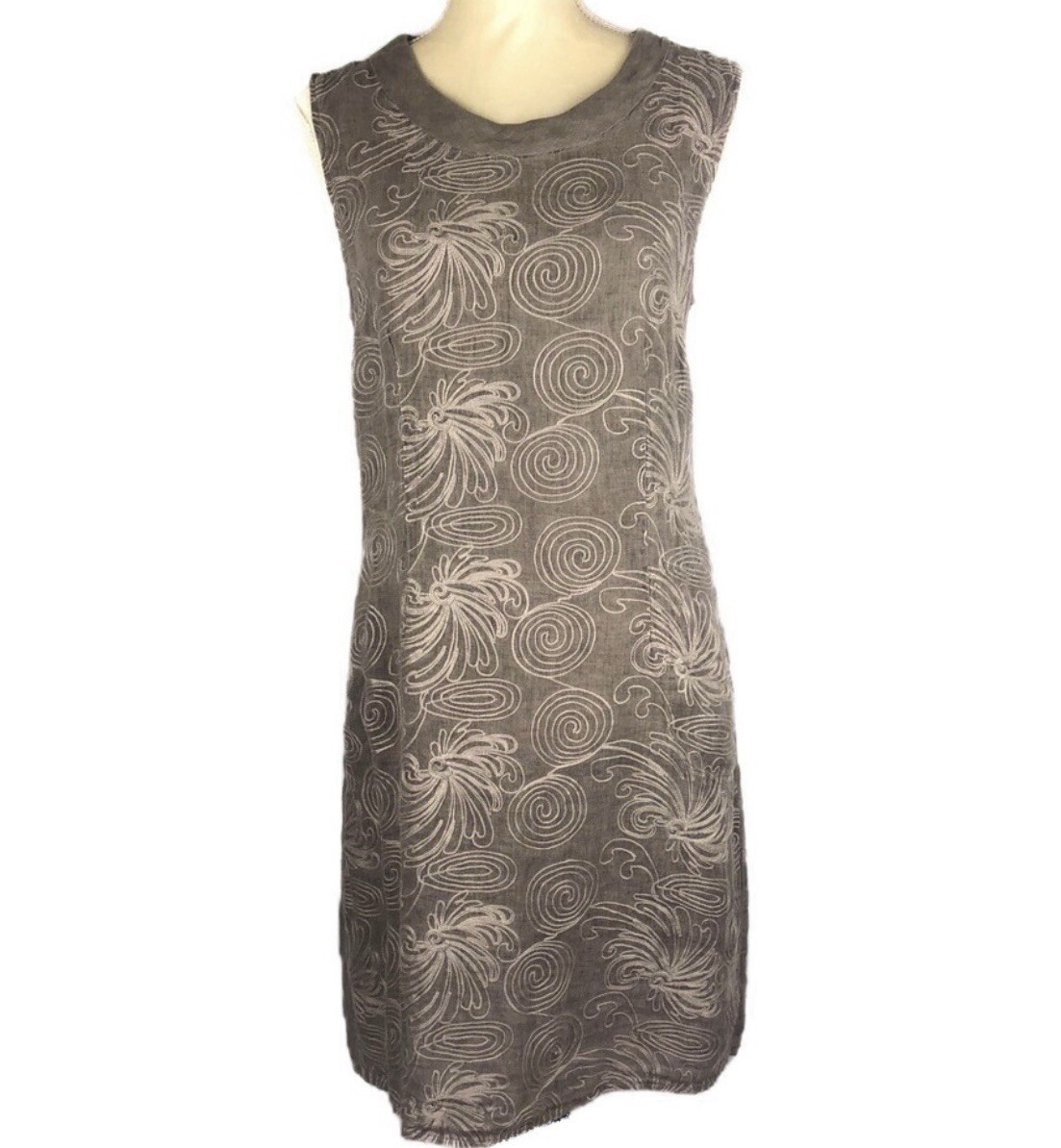 LINA TOMEI Made In Italy Sz L Womens Embroidered Shift Sleeveless Linen Dress | eBay LINA TOMEI Made In Italy Sz L Womens Embroidered Shift Sleeveless Linen Dress | eBay