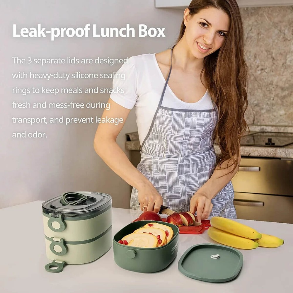 3-Tier Stackable Bento Lunch Box 2000ML Large Capacity  