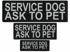 SERVICE DOG ASK TO PET Patch Reflective Label Tag for Dog Harness Service