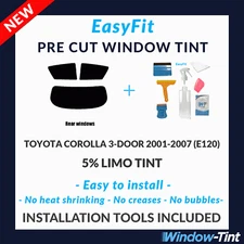 EasyFit Static Pre Cut Tint & Tools For Toyota Corolla 3-door 2001-07 5% Limo