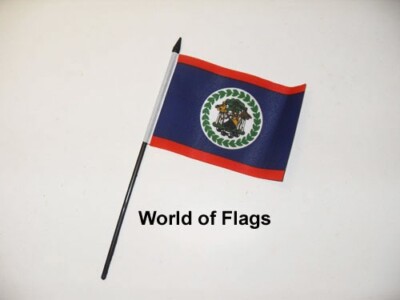 BELIZE 6'' x 4'' KLEINE HAND WEHENDE FLAGGE Belize Handwerk Tisch Schreibtisch Display