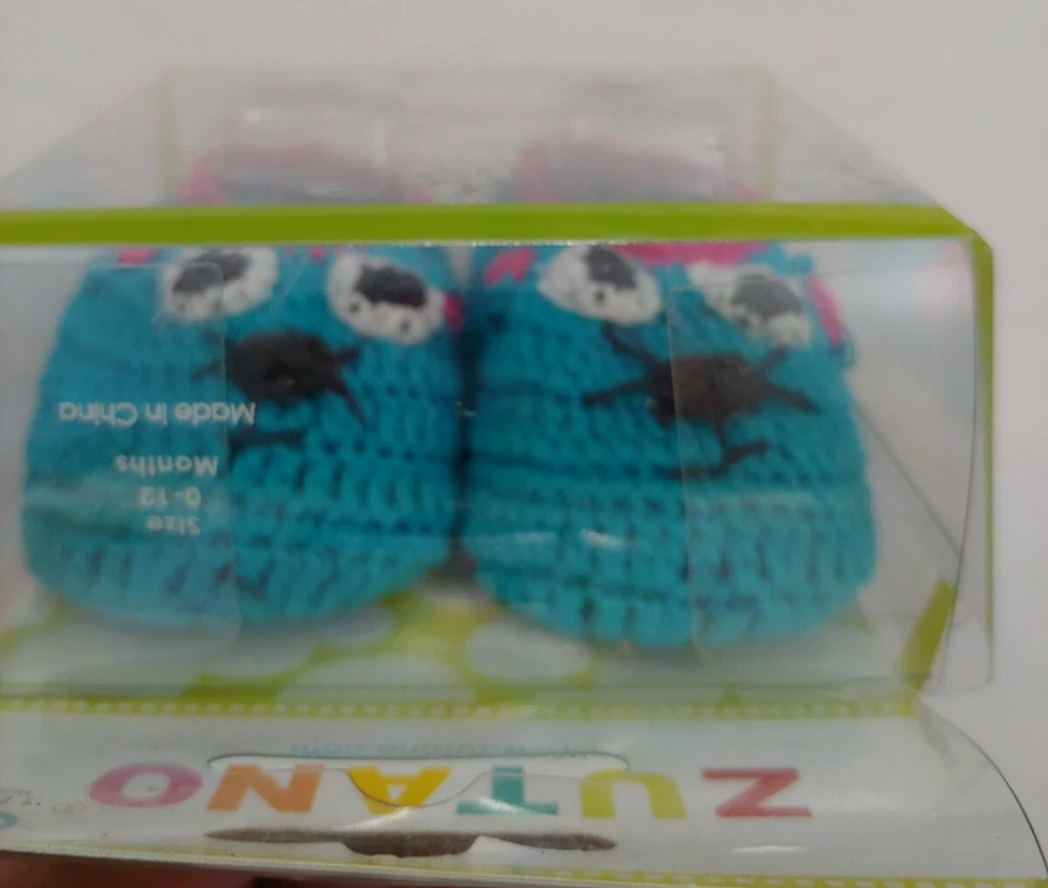 Zutano 学步宝宝女宝宝滑稽脸袜尺寸 0-12 个月 — 第 3/4 张图片