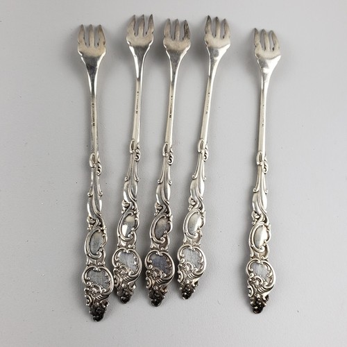 COLUMBIA 5 Cocktail Forks Silverplate 1893 Sea Serpent No Monograms - Picture 5 of 8