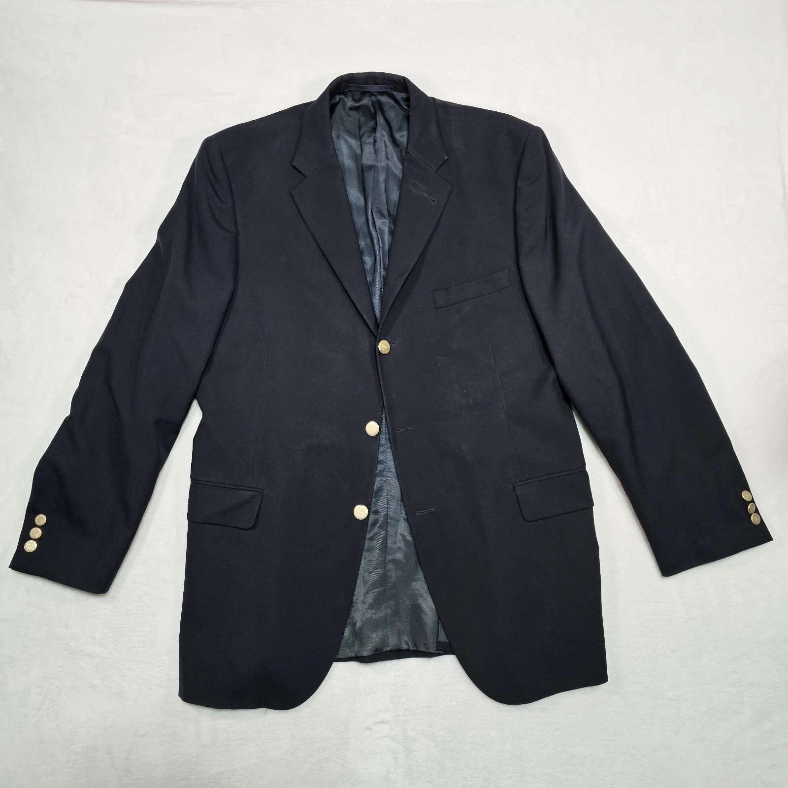 Blazer vintage Burberry London uomo 44 R giacca cappotto bottoni oro navy lana twill