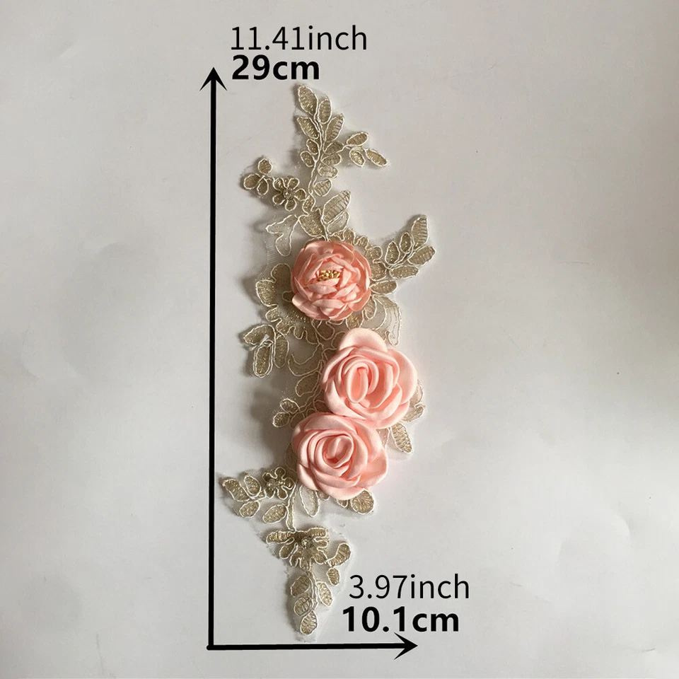 1Pcs Hollow Lace Patches 3D Flower Decor Clothes Wedding Dress Sewing Applique - Image 4 of 4