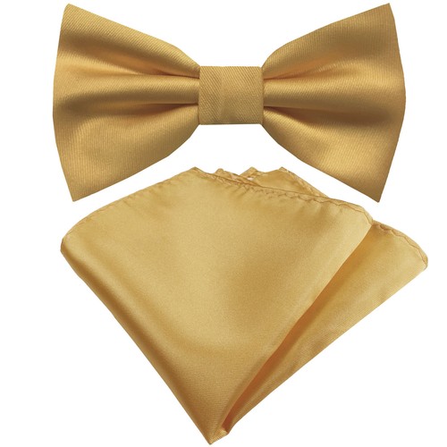 New Boy Kid Micro Fiber Bow Tie Solid Pre-tied Bowtie & Pocket Square Hanky Set - Picture 14 of 27