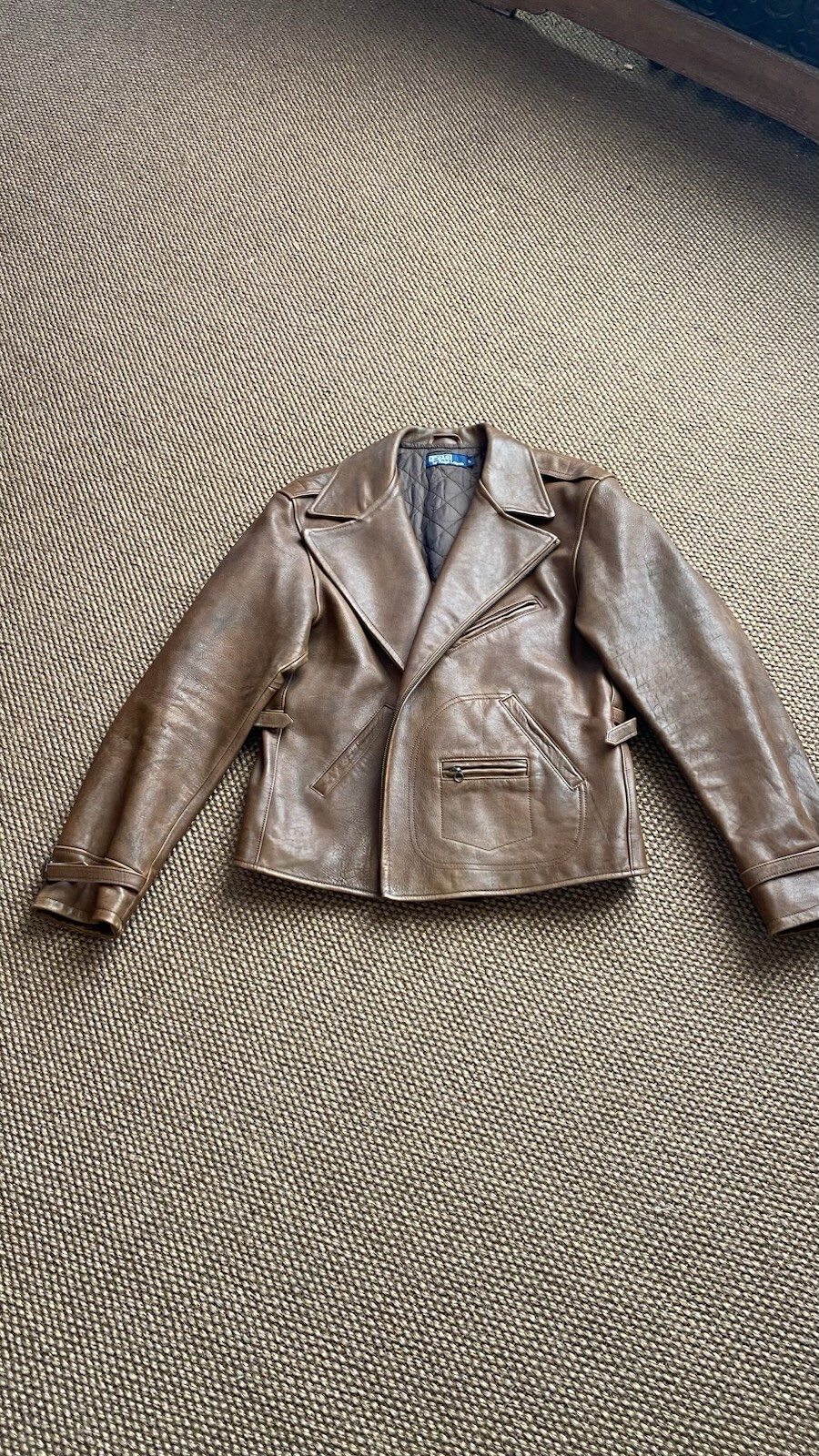 POLO RALPH LAUREN Iconic Leather Motorcycle Jacket Size  L  perfectc ondition image 7