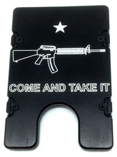 BilletVault Wallet Aluminum RFID protected black anodized,Come and Take It Ar-15
