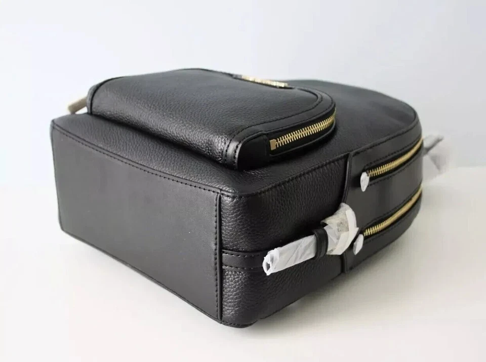 Nueva Mochila Michael Kors Jaycee Mediana Bolsillo Cremallera Cuero Negra Foto 4 de 4