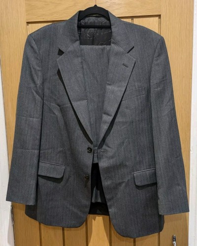 Vintage St Michael 2-Piece Suit By M&S Grey 42M Wool Mix Chest 38W 31L Trousers