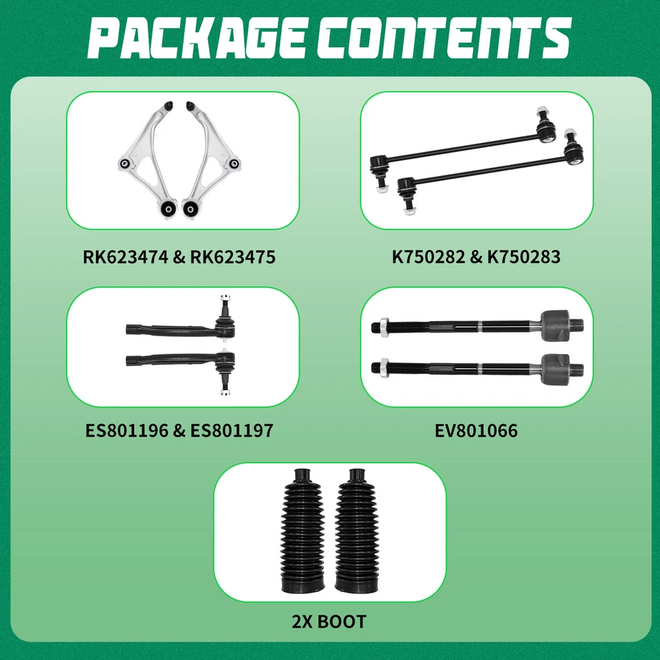 Kit de barra estabilizadora de brazo de control inferior delantero de 10 piezas para Nissan Altima 2013 2014 Foto 4 de 4