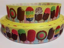 Grosgrain Ribbon Colorful Popsicles Ice Cream Dessert Candy Treats Kids Snack 1"