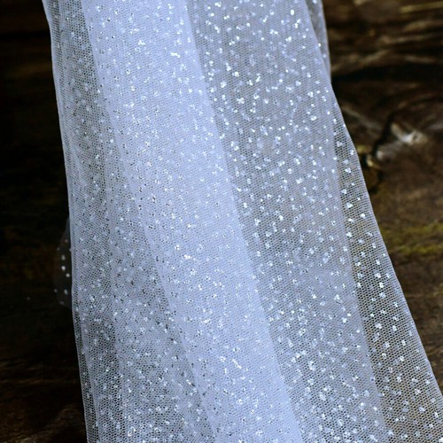 Fairy Bling 2 Layer Bridal Veils Sparking Tulle Fingertip Wedding Veil with Comb - Picture 6 of 8