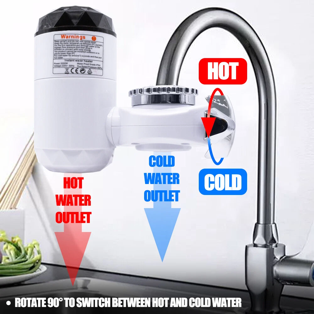 Instant Fast Heating 3S LED Electric Hot Cold Water Heater Faucet Taps  3000W | eBay