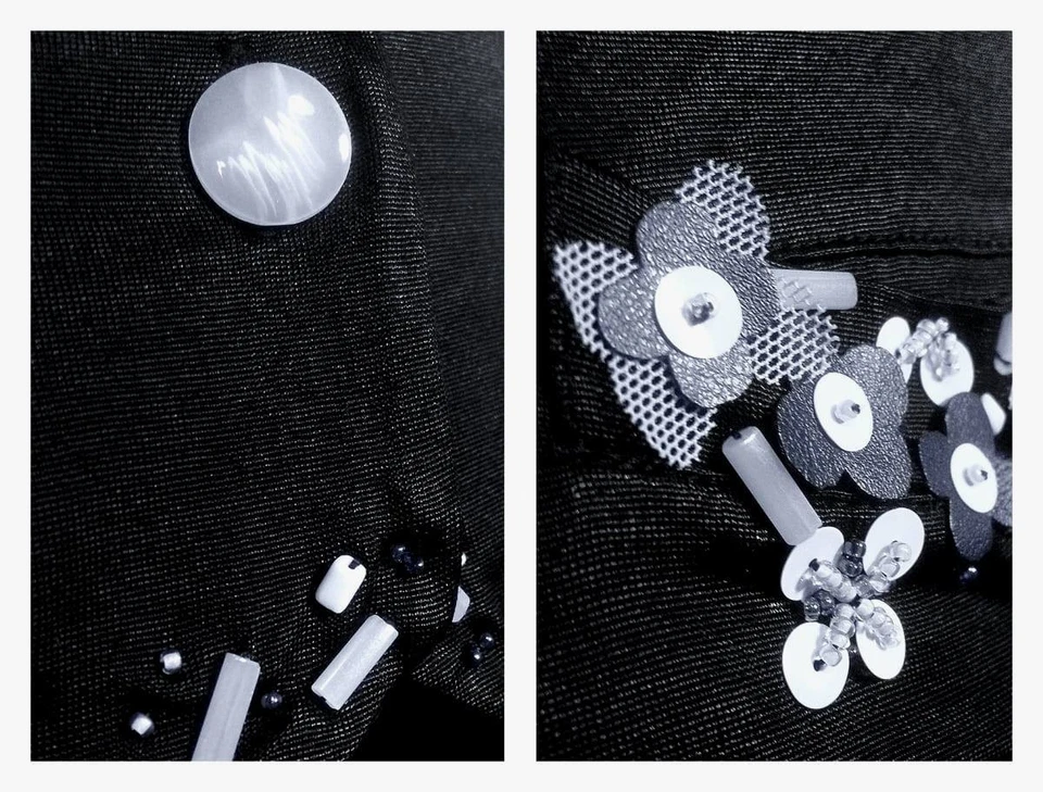 Vestido negro para mujer MARC JACOBS talla S vestido sin mangas con cuentas flores S Foto 3 de 4