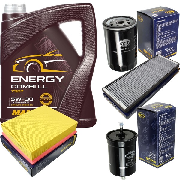 SCT Inspektionspaket 5L Mannol Energy 5W-30 FüR Audi A4 1.6 1.8 VW Passat-image