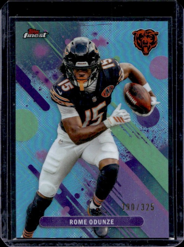 2025 Topps Finest Rome Odunze Sky Blue Refractor #/325 Bears
