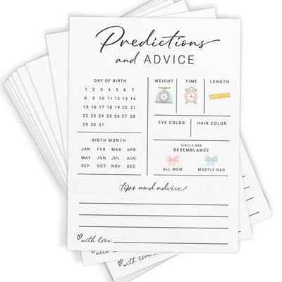 Baby Predictions & Advice Cards for New Parents   Baby Shower Game, Wishes fo...