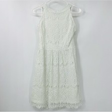 Pinky White Lace High Neck Sleeveless Bridal Style Dress Size Large