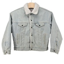 Vtg Levis Jacket Denim Trucker Sherpa Shearling 80's 90's USA Distressed Large