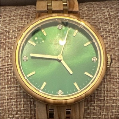 AVANT New York Green Dial Wood Metal Gold Brown Analog Bracelet Watch