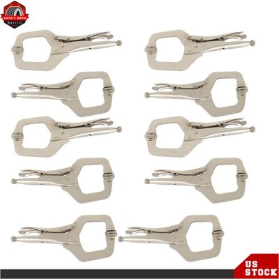 10 PACK 11'' Grip w/ Swivel Pad Vise Jaws Adjustable Locking C Clamp Pliers