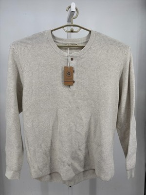 Marine Layer Henley Sweater Mens 2XL Oatmeal Heather Re-Spun Merino Wool Blend