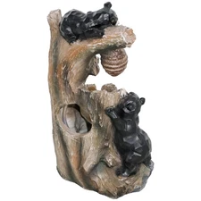 Charming 3-Tier Fountain 22.4"H Bear & Honeycomb Resin Outdoor Lighted