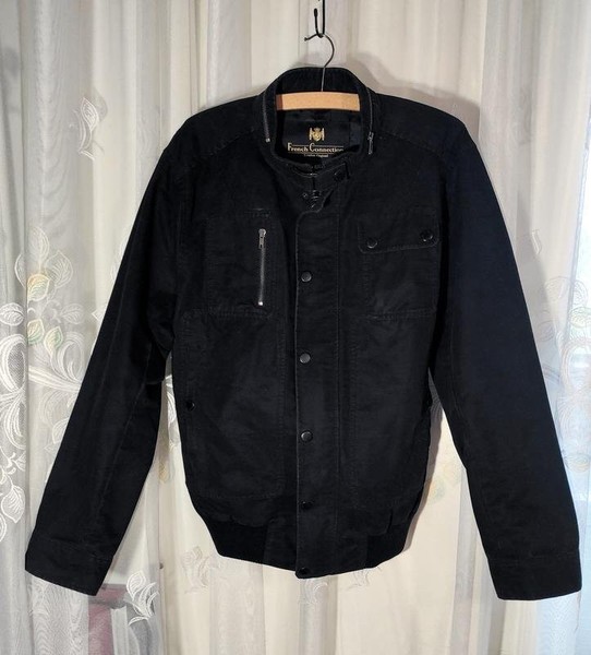 Men French Connection Jacket Black Cotton 40 /L /
