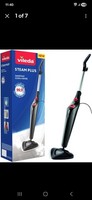Vileda Steam Mop Steam PLUS, Black Steam Cleaner for all floors, Kills and Remov