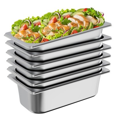 1/3 Hotel Pans 6 inch Deep Stainless Steel Steam Table Food Pan Commercial Me...