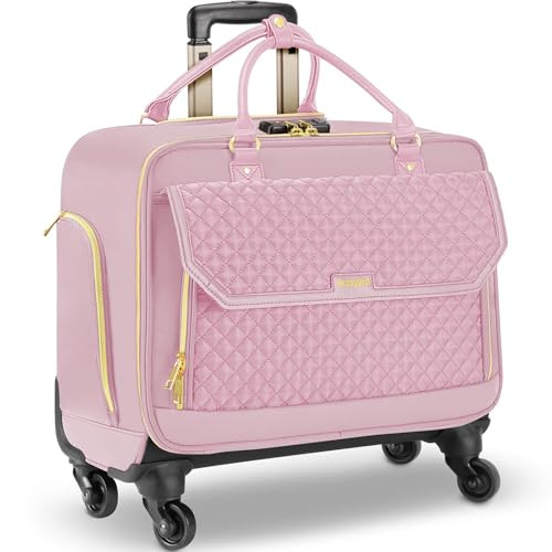 Rolling Laptop Bag, Briefcase for Women with 4 Spinner Wheel