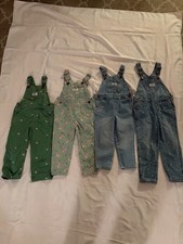 OshKosh B'gosh Girls 4pc lot Overall Denim Cotton Floral Multicolor 3T 4T