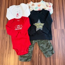 Lot of 4 pc Baby 12M Bundle Winter Christmas Bodysuits Sweatshirts Camo Pants