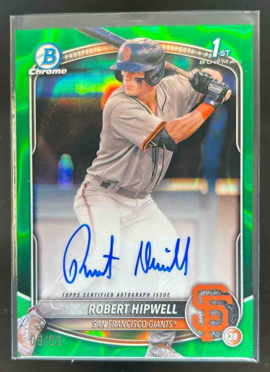 2025 Bowman Chrome Robert Hipwell Auto Green Lava Refractor 1st Prospect #9/99
