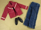 Ken burgundy Shirt, Jeans, Shoes #5824 Fashion Classics vtg Mattel 80s 1983
